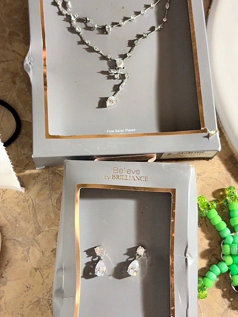 Believe by Brilliance Fine Silver Plated Cubic Zirconia Necklace and Earring Set